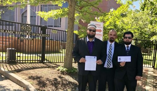A Delegation from Hizb ut Tahrir / America handed over to the Pakistani Embassy in Washington Two Press Statements regarding the Arrests of Sister Romana and Sister Roshan in Pakistan